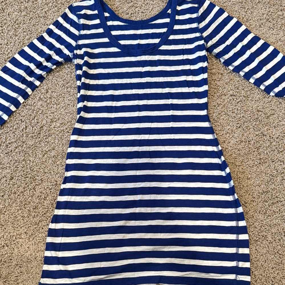 Blue and White Striped Cover Up